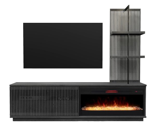 Ambiance Slotted Media Unit With Fireplace
